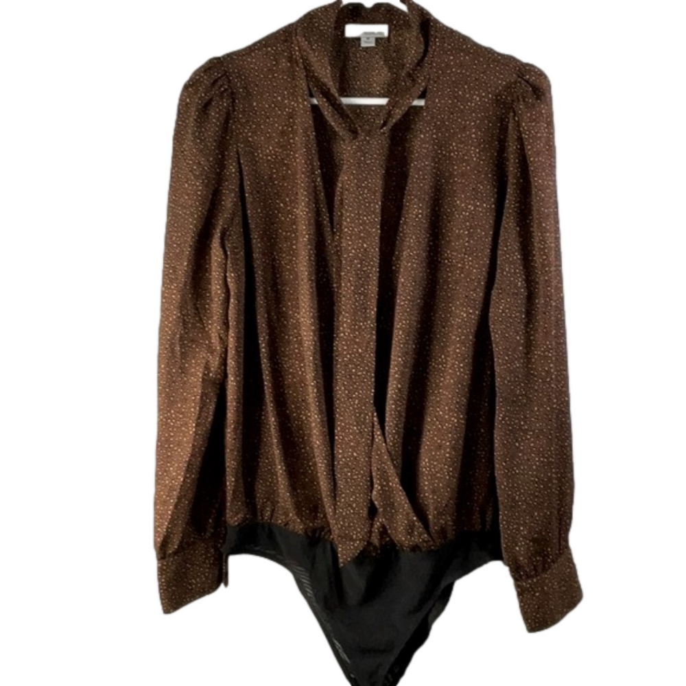 Allison Joy Eliza Leopard Print Body Suit Blouse Size Medium